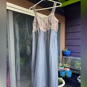 Vintage grey lace slip with metal zipper